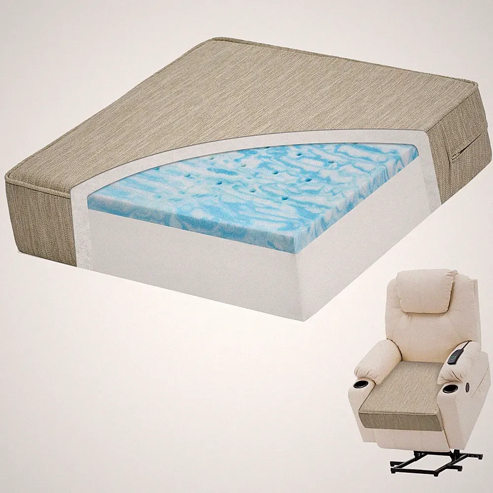 20x20x5 Inch Extra Large Dual-Layer Gel Memory Foam Recliner Cushions Beige