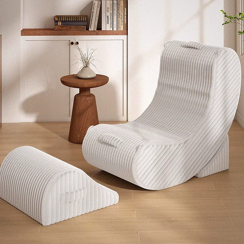 3-in-1 Adjustable Zero Gravity Floor Chair, Oversized Corduroy Boneless Chair...