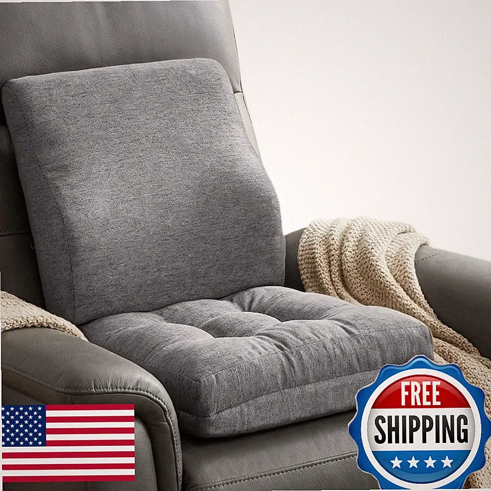 Baibu Memory Foam Recliner Cushion Set w/ Lumbar Support Pillow 18x16x4