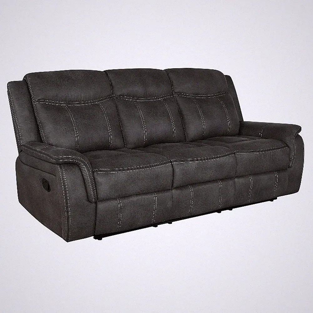 Benjara Tom 85" Motion Manual Recliner Sofa- Gel Memory Foam Black Faux Leather