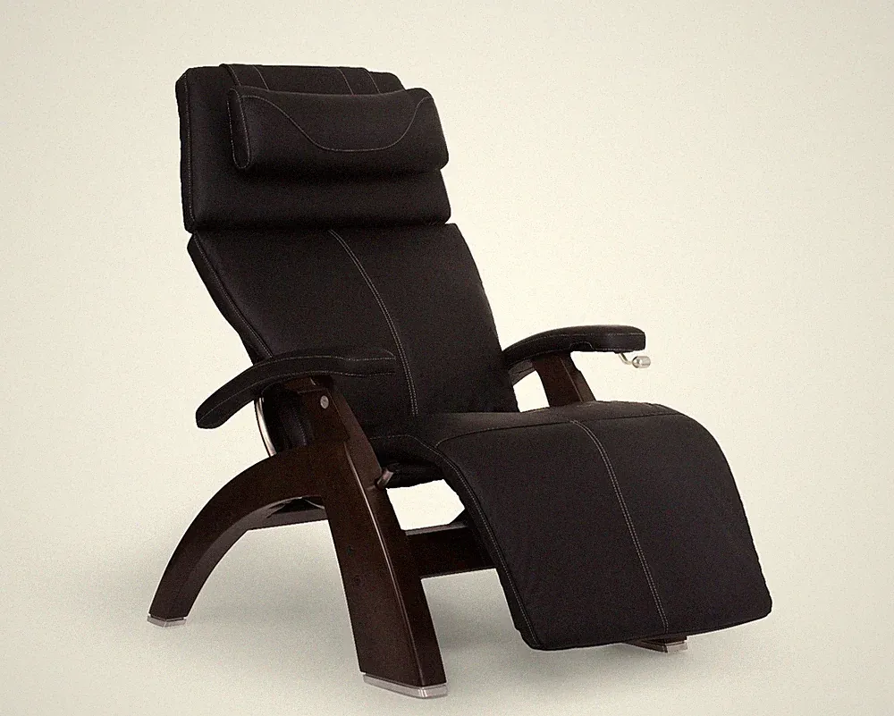 Black Human Touch Dark Walnut PC-420 Zero Gravity Perfect Chair with Memory Foam