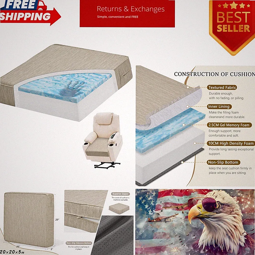 Breathable Extra Large Memory Foam Recliner Cushion - Ideal for Elderly Comfort