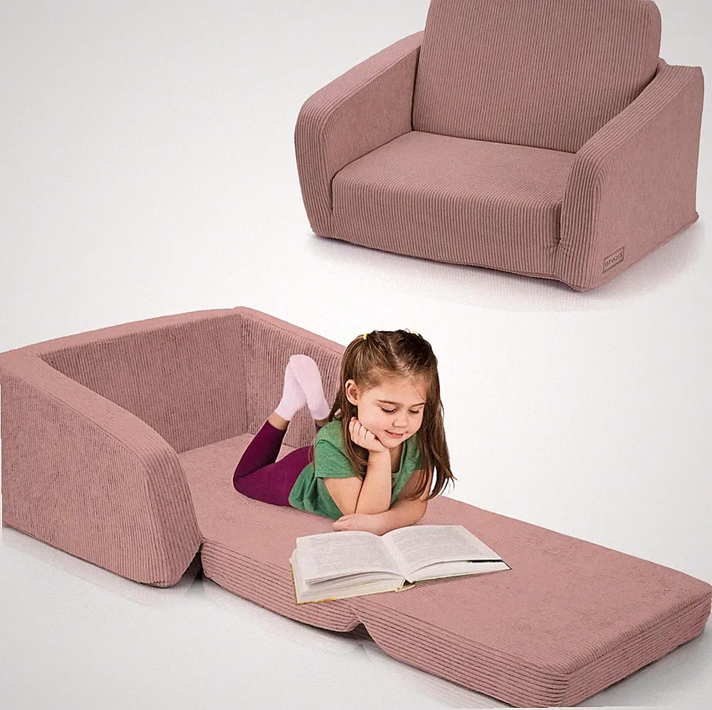 Comfy Kids Chair for Toddler - Stylish 2 in 1 Lounger Made of Memory Foam Easily