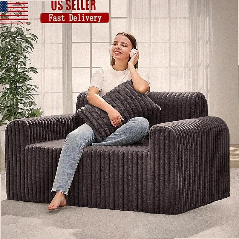 Comfy Sofa Couch W/ Lumbar Pillows Memory Foam Upholstered Plush Chair New