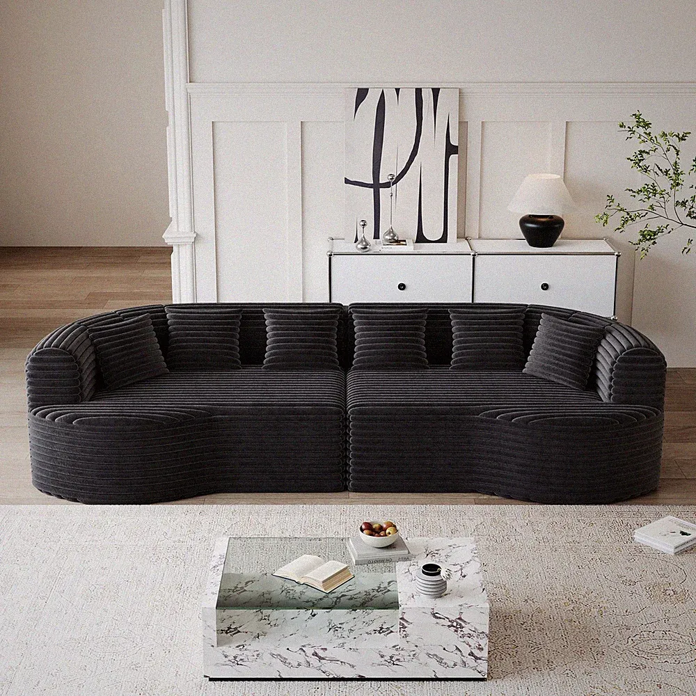 Curved Sectional Sofa, 106.3-inch Oversized Modern Bone-Free Cloud Sofa with 6