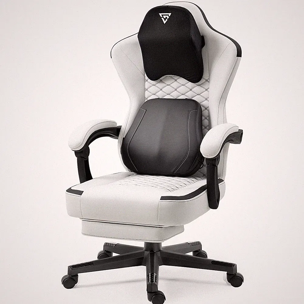 Heated Massage Gaming Chair, Pocket Spring Cushion & Footrest, 330lb Capacity