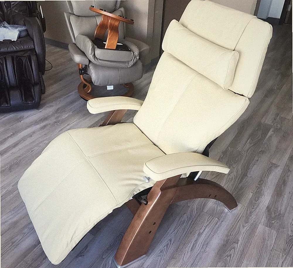 Human Touch PC-420 Zero Gravity Perfect Chair Ivory Premium Leather Memory Foam
