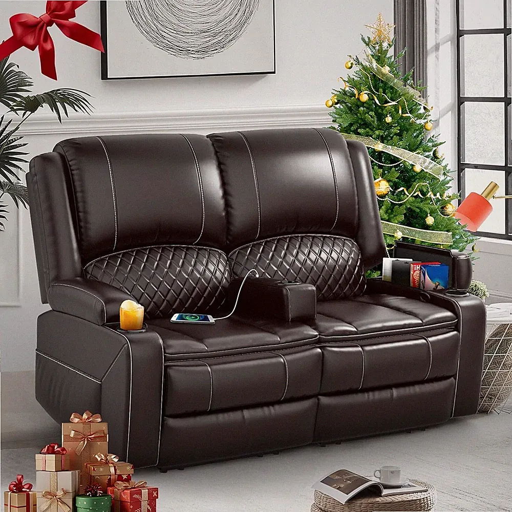 Loveseat Recliner Sofa, Manual Reclining Loveseat w/Removable Armrest w/cushion