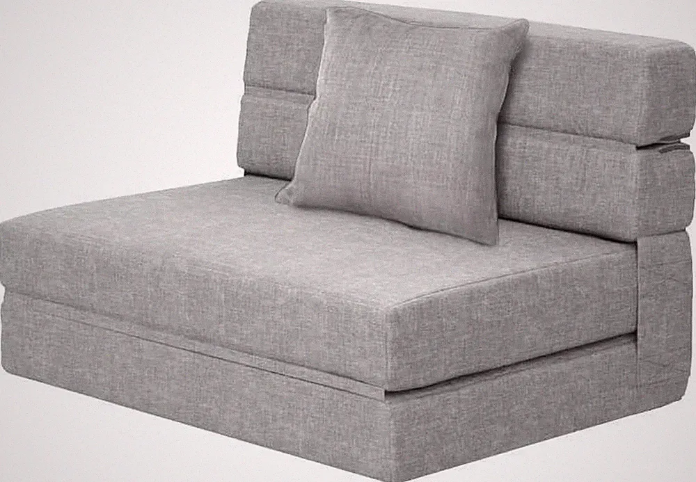 New Listing Folding Sleeper Chair Sofa Bed Lazy Couch with Pillow, Twin Size, Light Gray, Co
