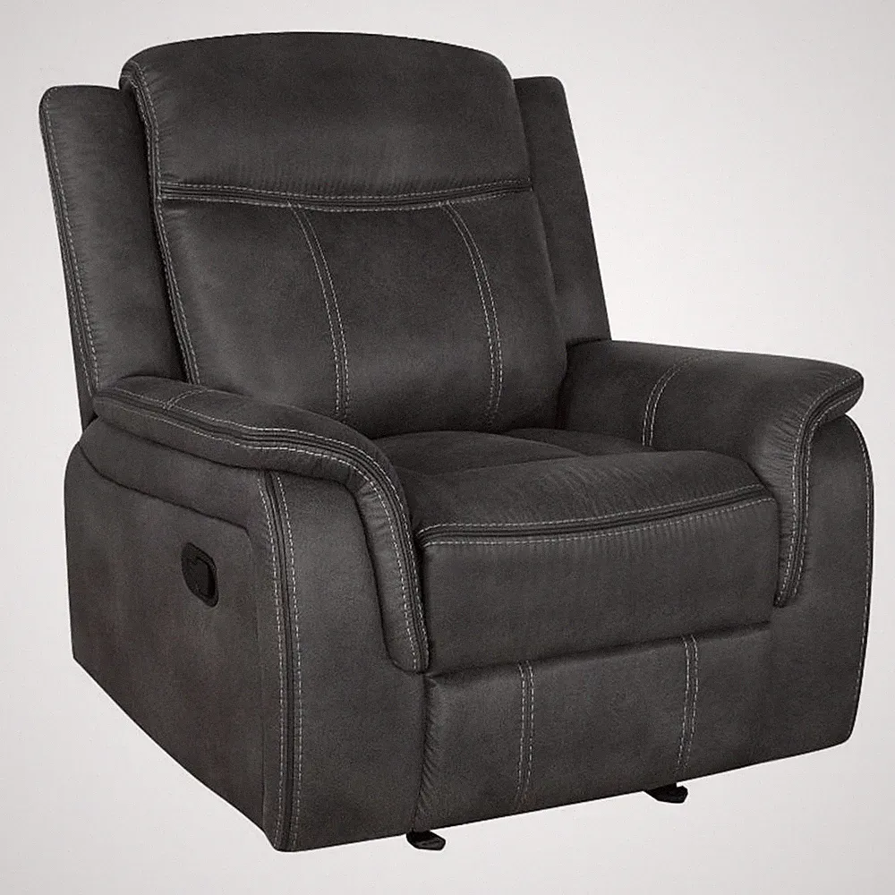 Pemberly Row Faux Leather Upholstered Tufted Back Glider Recliner Charcoal