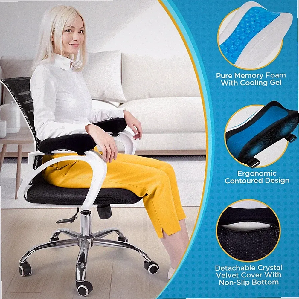 Skin-friendly Armrest Cushions - Detachable Velvet Cover