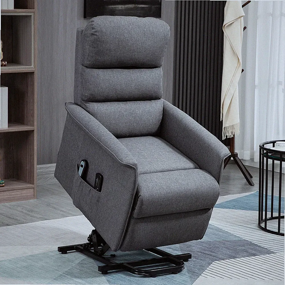 Strong Power Recliner Massing Lounger w/Vibration & Manual Control, Grey